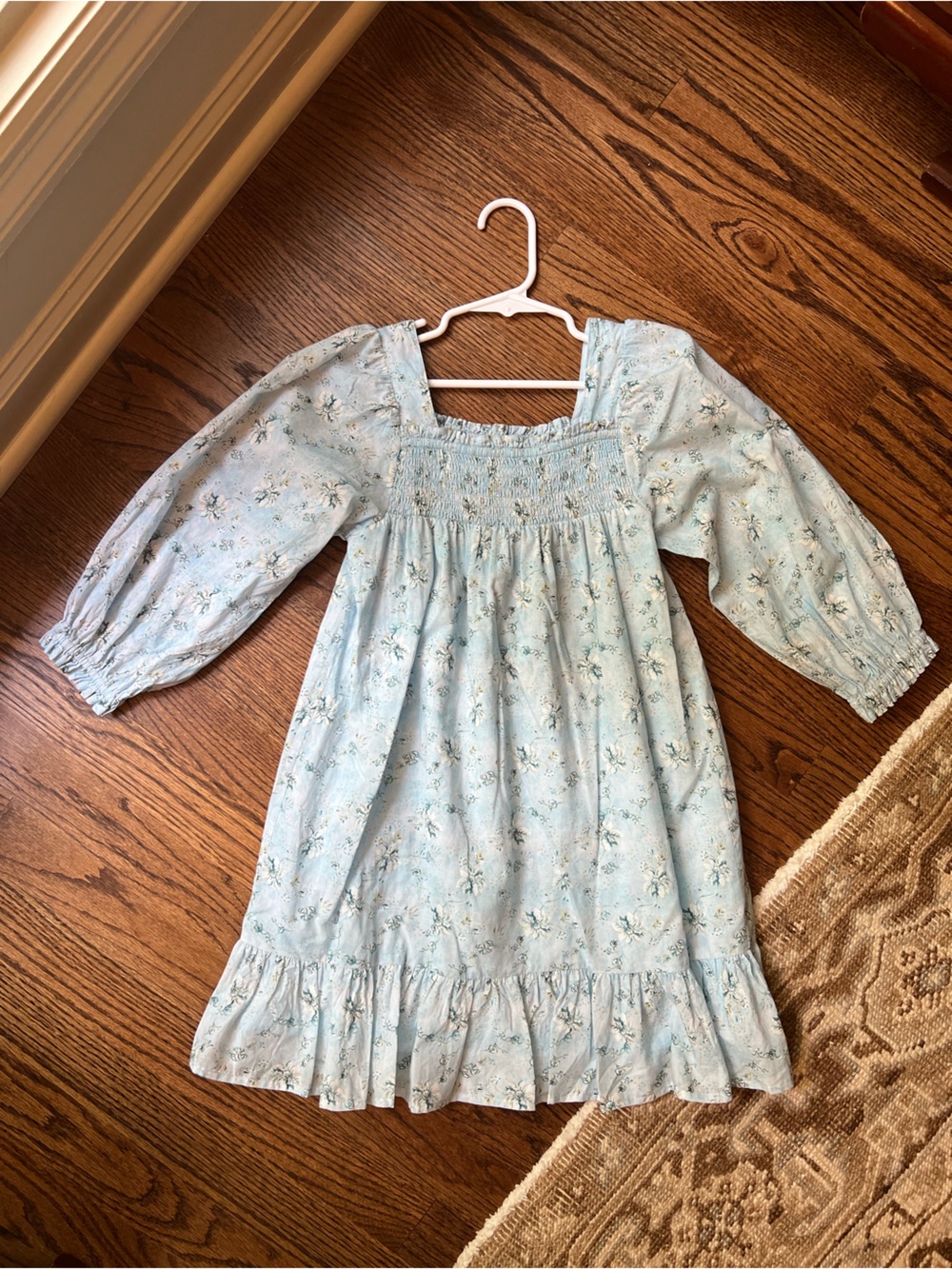 Baybala Girls' Eden Dress in Cloud Garland | Light Blue Floral Smocked Dress
